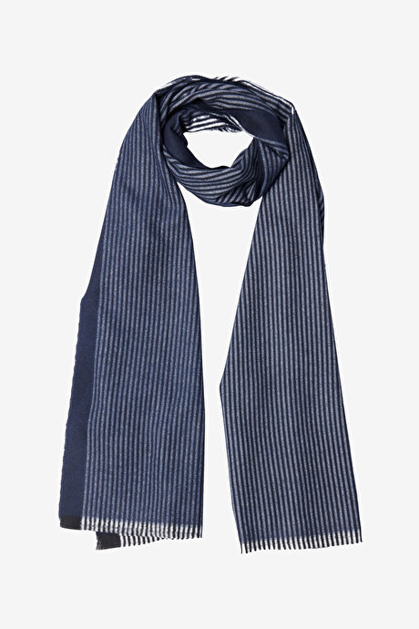 Desenli Standart Fit Lacivert Atkı resmi