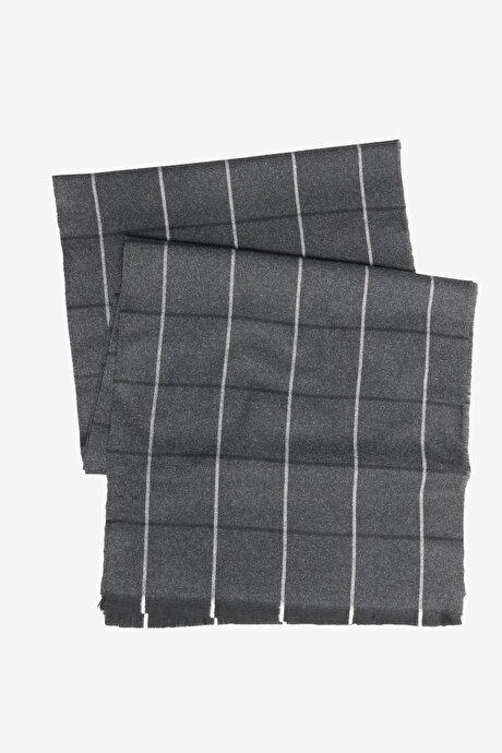 Desenli Standart Fit Antrasit-Gri Atkı resmi