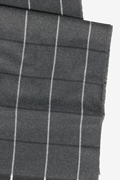 Desenli Standart Fit Antrasit-Gri Atkı resmi