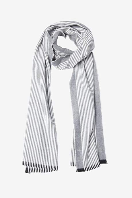 Desenli Standart Fit Gri Atkı resmi