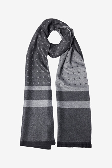 Desenli Standart Fit Gri Atkı resmi