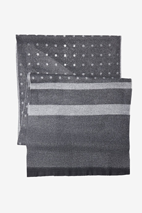 Desenli Standart Fit Gri Atkı resmi