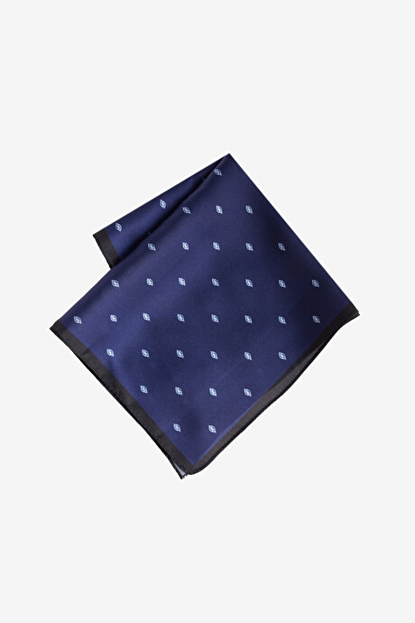 Desenli Lacivert-Beyaz Mendil resmi