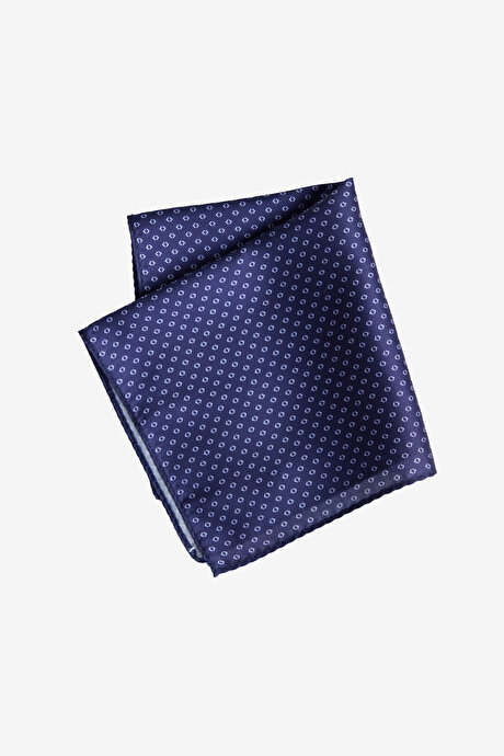Desenli Lacivert-Beyaz Mendil resmi