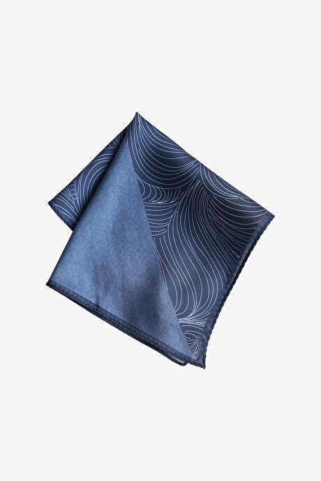 Desenli Lacivert Mendil resmi