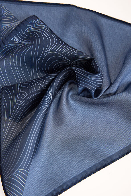 Desenli Lacivert Mendil resmi