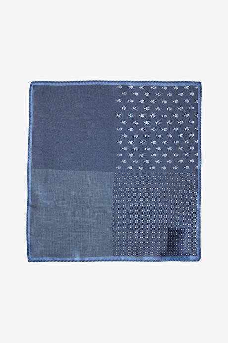 Desenli Lacivert-Mavi Mendil resmi