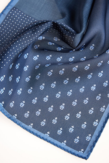 Desenli Lacivert-Mavi Mendil resmi