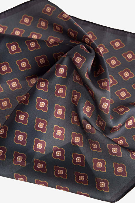 Desenli Yeşil-Kahve Mendil resmi