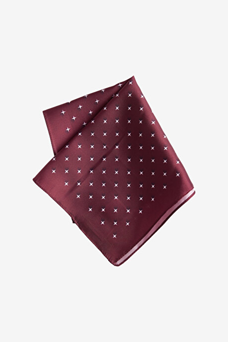 Desenli Bordo-Beyaz Mendil resmi