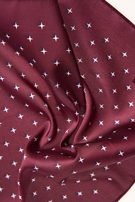 Desenli Bordo-Beyaz Mendil resmi