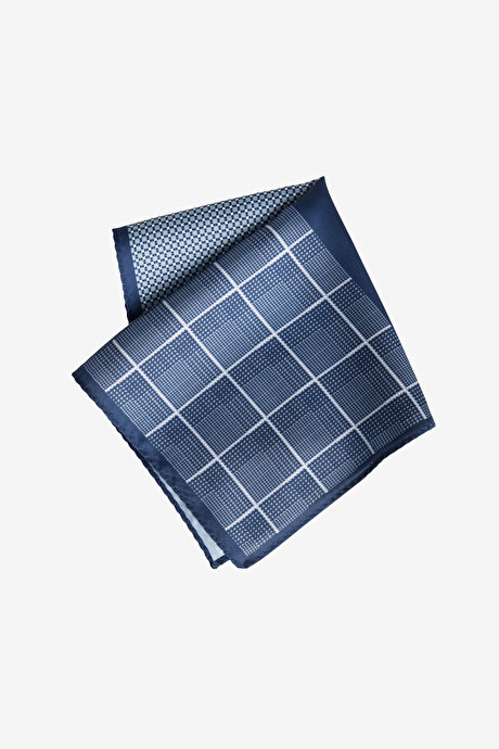 Desenli Lacivert Mendil resmi