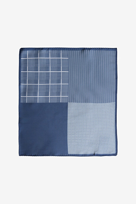 Desenli Lacivert Mendil resmi