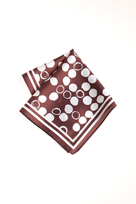 Desenli Kahve-Beyaz Mendil resmi