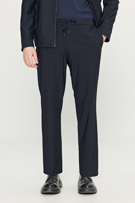 Relax Fit Rahat Kesim Gömlek Yaka Yan Cepli Esnek Lacivert Ceket resmi