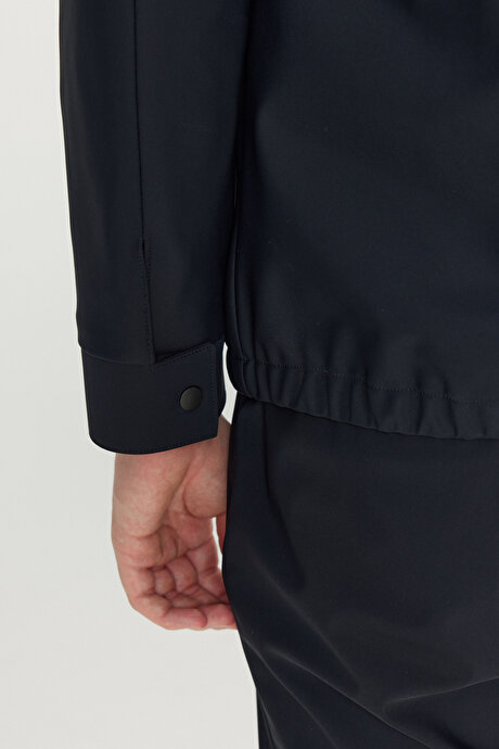 Relax Fit Rahat Kesim Gömlek Yaka Yan Cepli Esnek Lacivert Ceket resmi