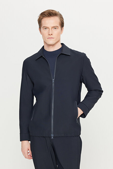 Relax Fit Rahat Kesim Beli Lastikli Yan Cepli Takım Elbise Lacivert Pantolon resmi