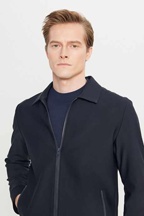 Relax Fit Rahat Kesim Beli Lastikli Yan Cepli Takım Elbise Lacivert Pantolon resmi