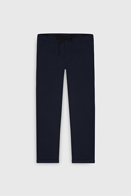 Standart Fit Normal Kesim Cepli Esnek Örme Lacivert Örme Pantolon resmi