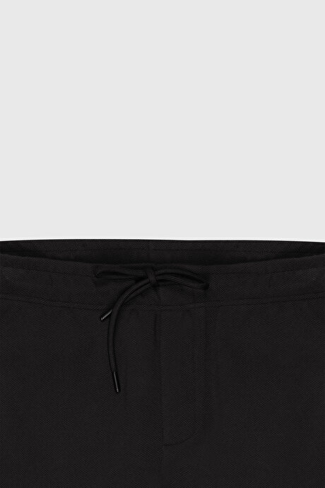 Standart Fit Normal Kesim Cepli Esnek Örme Siyah Örme Pantolon resmi