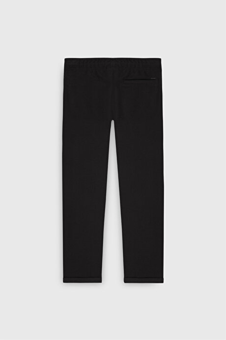 Standart Fit Normal Kesim Cepli Esnek Örme Siyah Örme Pantolon resmi