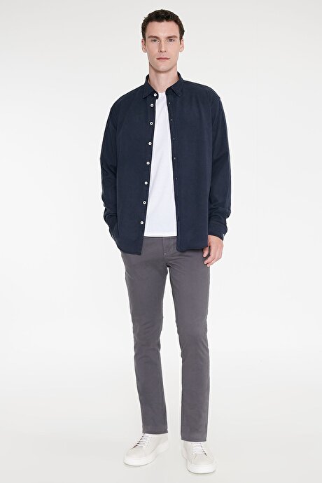 Slim Fit Dar Kesim Pamuklu Esnek Antrasit Chino Pantolon resmi