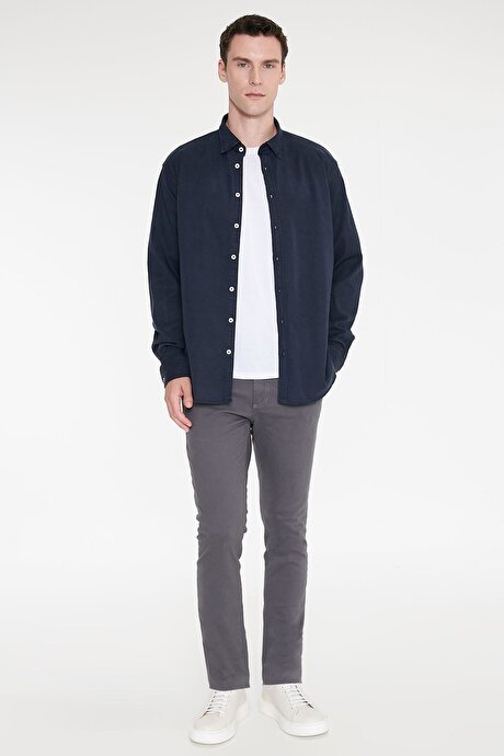 Slim Fit Dar Kesim Pamuklu Esnek Antrasit Chino Pantolon resmi