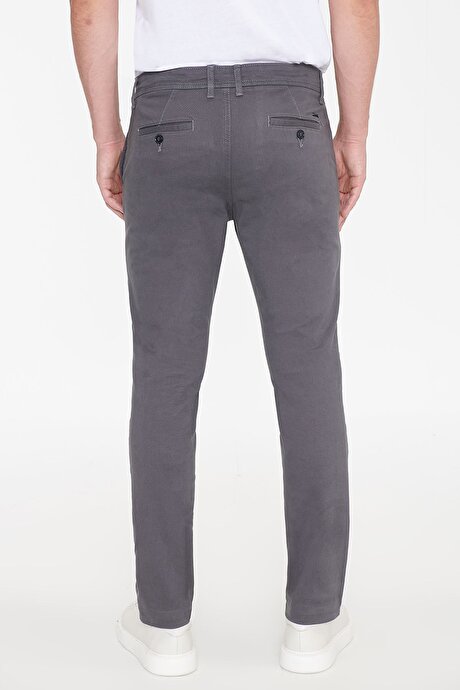 Slim Fit Dar Kesim Pamuklu Esnek Antrasit Chino Pantolon resmi