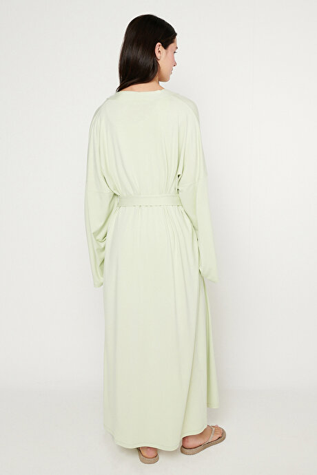 Yumuşak Dokulu Rahat Standart Fit Şal Yaka Esnek Mint Kimono resmi