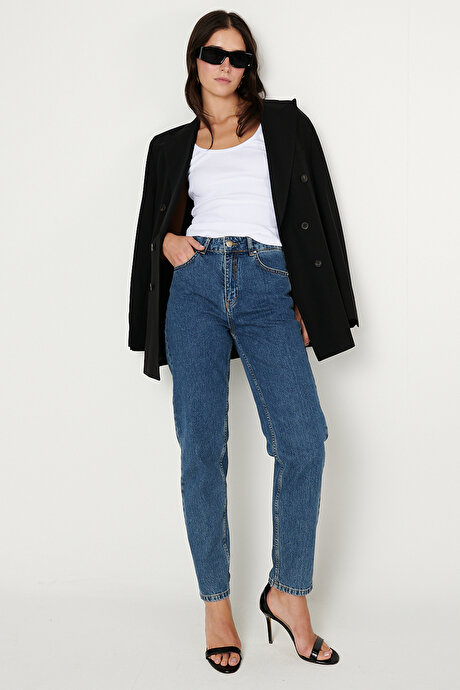 Pamuklu Kaşkorse Yumuşak Dokulu Slim Fit Dar Kesim Bisiklet Yaka Esnek Beyaz TOP & BODY resmi