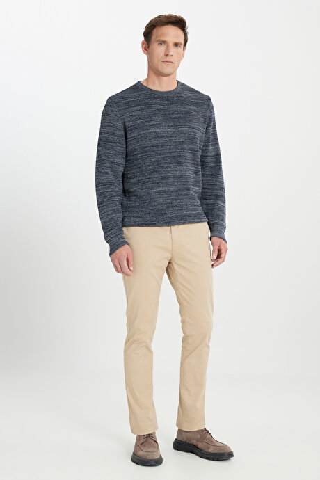 Pamuklu Slim Fit Dar Kesim Yan Cepli Esnek Bej Chino Pantolon resmi