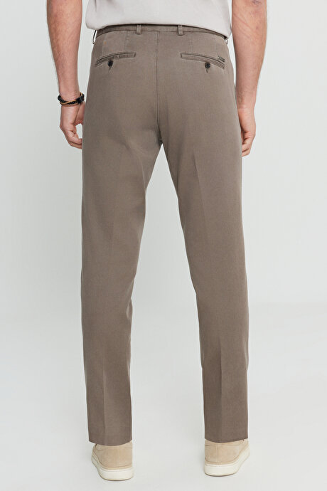 Pamuklu Slim Fit Dar Kesim Yan Cep Casual Vizon Pantolon resmi