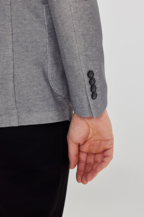 Pamuklu Slim Fit Dar Kesim Mono Yaka Torba Cepli Blazer Antrasit Ceket resmi