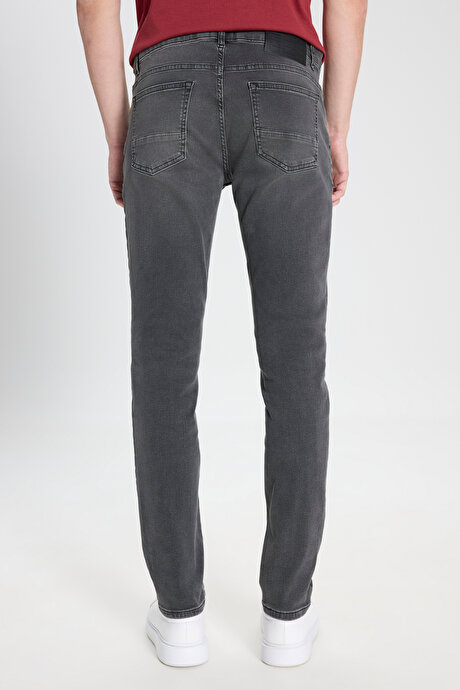 Pamuklu Esnek Slim Fit Dar Kesim 5 Cep Jean Kot Antrasit Denim Pantolon resmi