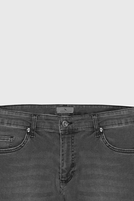 Pamuklu Esnek Slim Fit Dar Kesim 5 Cep Jean Kot Antrasit Denim Pantolon resmi