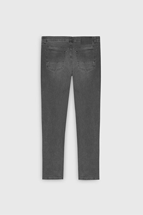 Pamuklu Esnek Slim Fit Dar Kesim 5 Cep Jean Kot Antrasit Denim Pantolon resmi