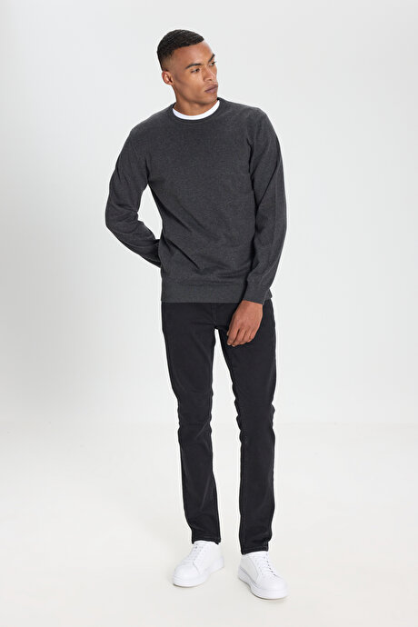 Pamuklu Esnek Slim Fit Dar Kesim 5 Cep Jean Kot Siyah Denim Pantolon resmi