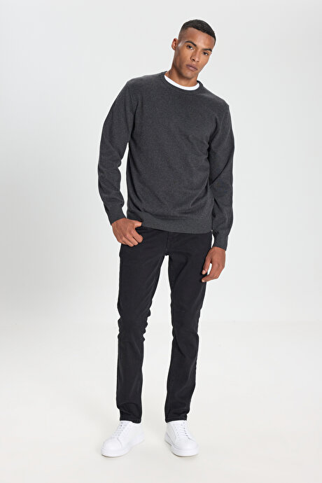 Pamuklu Esnek Slim Fit Dar Kesim 5 Cep Jean Kot Siyah Denim Pantolon resmi