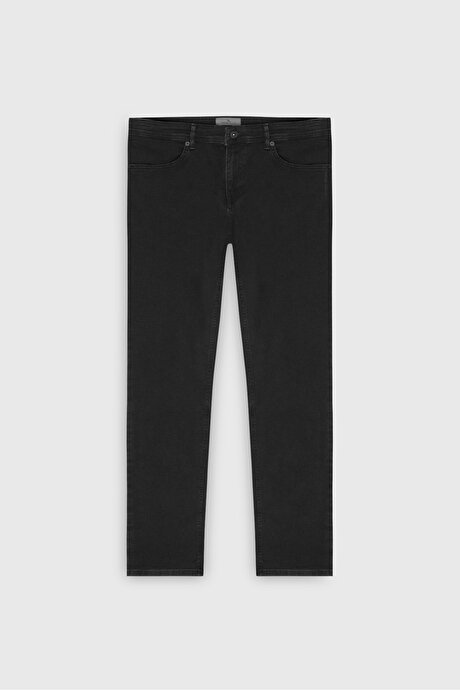Pamuklu Esnek Slim Fit Dar Kesim 5 Cep Jean Kot Siyah Denim Pantolon resmi