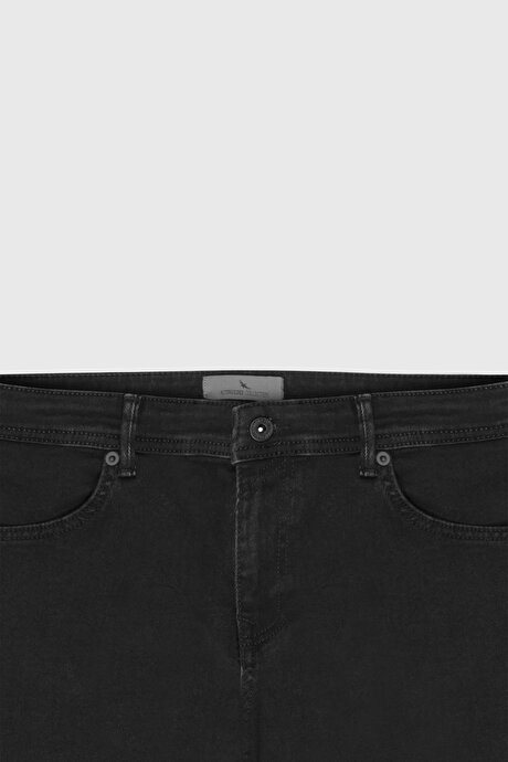 Pamuklu Esnek Slim Fit Dar Kesim 5 Cep Jean Kot Siyah Denim Pantolon resmi