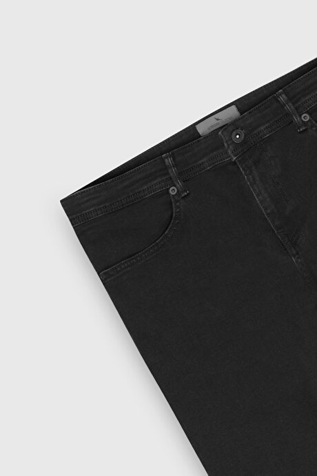 Pamuklu Esnek Slim Fit Dar Kesim 5 Cep Jean Kot Siyah Denim Pantolon resmi