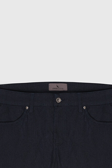 Pamuklu Slim Fit Dar Kesim 5 Cep Armürlü Jean Kot İndigo Denim Pantolon resmi