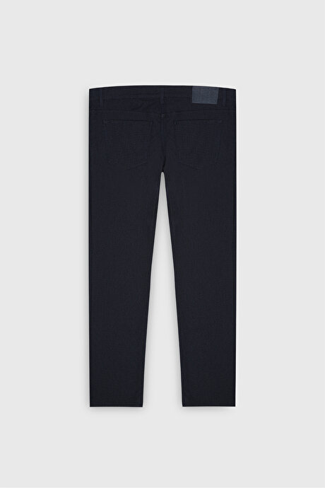 Pamuklu Slim Fit Dar Kesim 5 Cep Armürlü Jean Kot İndigo Denim Pantolon resmi