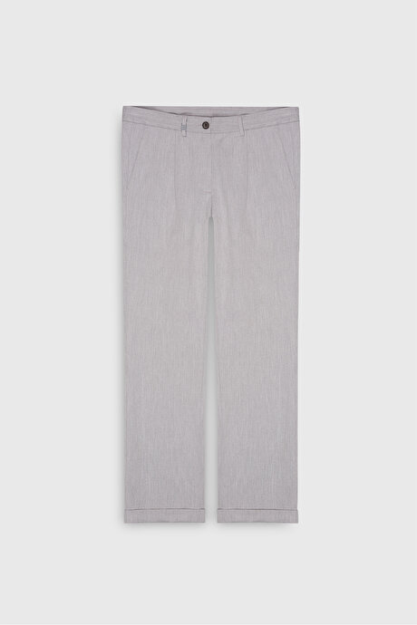 Slim Fit Dar Kesim Beli Bağlamalı Yan Cep Esnek Casual Gri Pantolon resmi