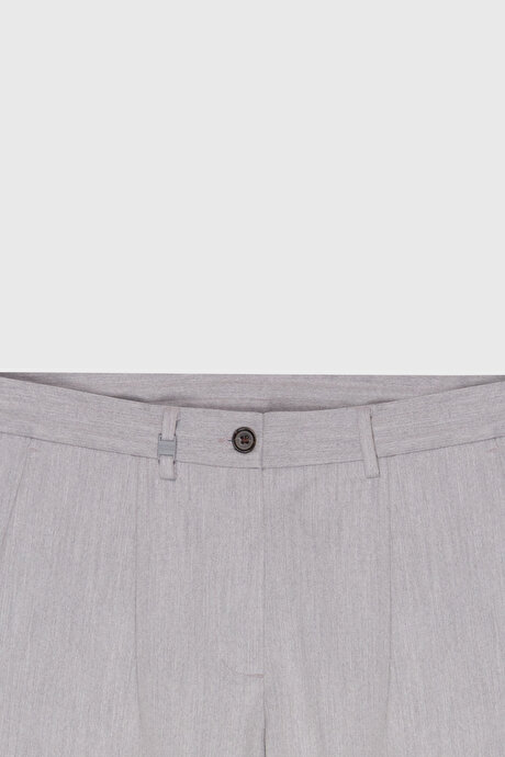 Slim Fit Dar Kesim Beli Bağlamalı Yan Cep Esnek Casual Gri Pantolon resmi