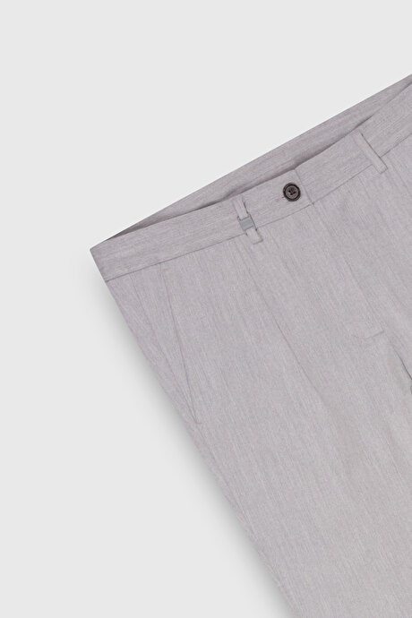Slim Fit Dar Kesim Beli Bağlamalı Yan Cep Esnek Casual Gri Pantolon resmi