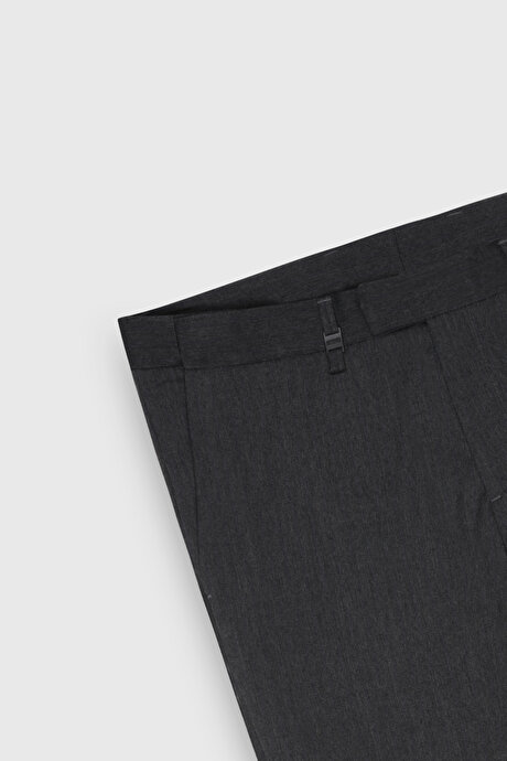 Yünlü Slim Fit Dar Kesim Balıksırtı Desenli Yan Cep Esnek Casual Kahverengi Pantolon resmi