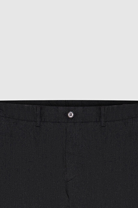 Yünlü Flanel Slim Fit Dar Kesim Beli Gizli Lastikli Yan Cep Klasik Antrasit Pantolon resmi