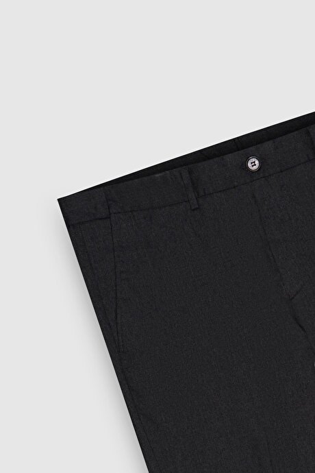 Yünlü Flanel Slim Fit Dar Kesim Beli Gizli Lastikli Yan Cep Klasik Antrasit Pantolon resmi