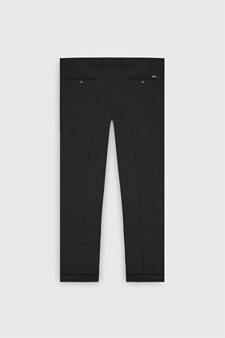 Yünlü Flanel Slim Fit Dar Kesim Beli Gizli Lastikli Yan Cep Klasik Antrasit Pantolon resmi